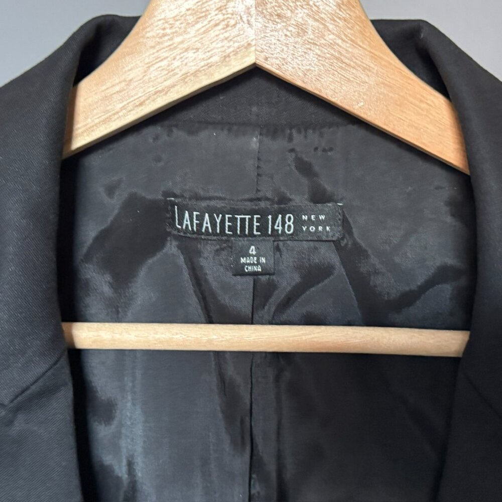 Black Wool Blazer with Single Button - image 3